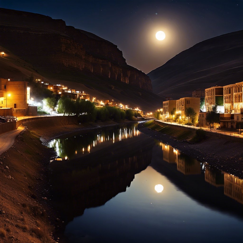 BAYBURT'TA GECEYİ AYDINLATAN DOLUNAY IŞIĞI