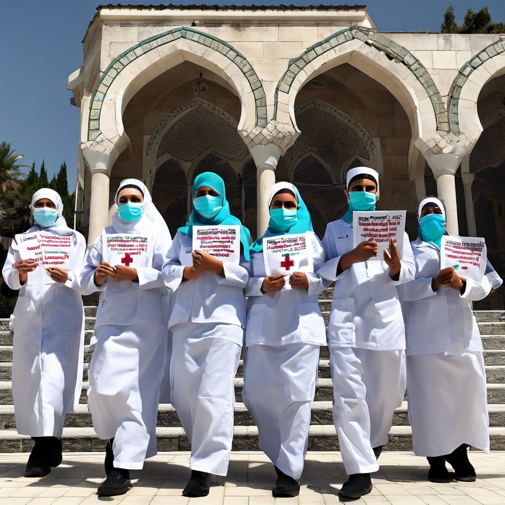 Fethiye Camii Önünde Sağlık Çalışanları ve Tıp Öğrencilerinden Gazze'ye Destek Yürüyüşü