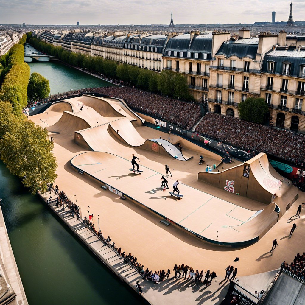 Excitement at the Women's Street Skateboarding Competition in Paris